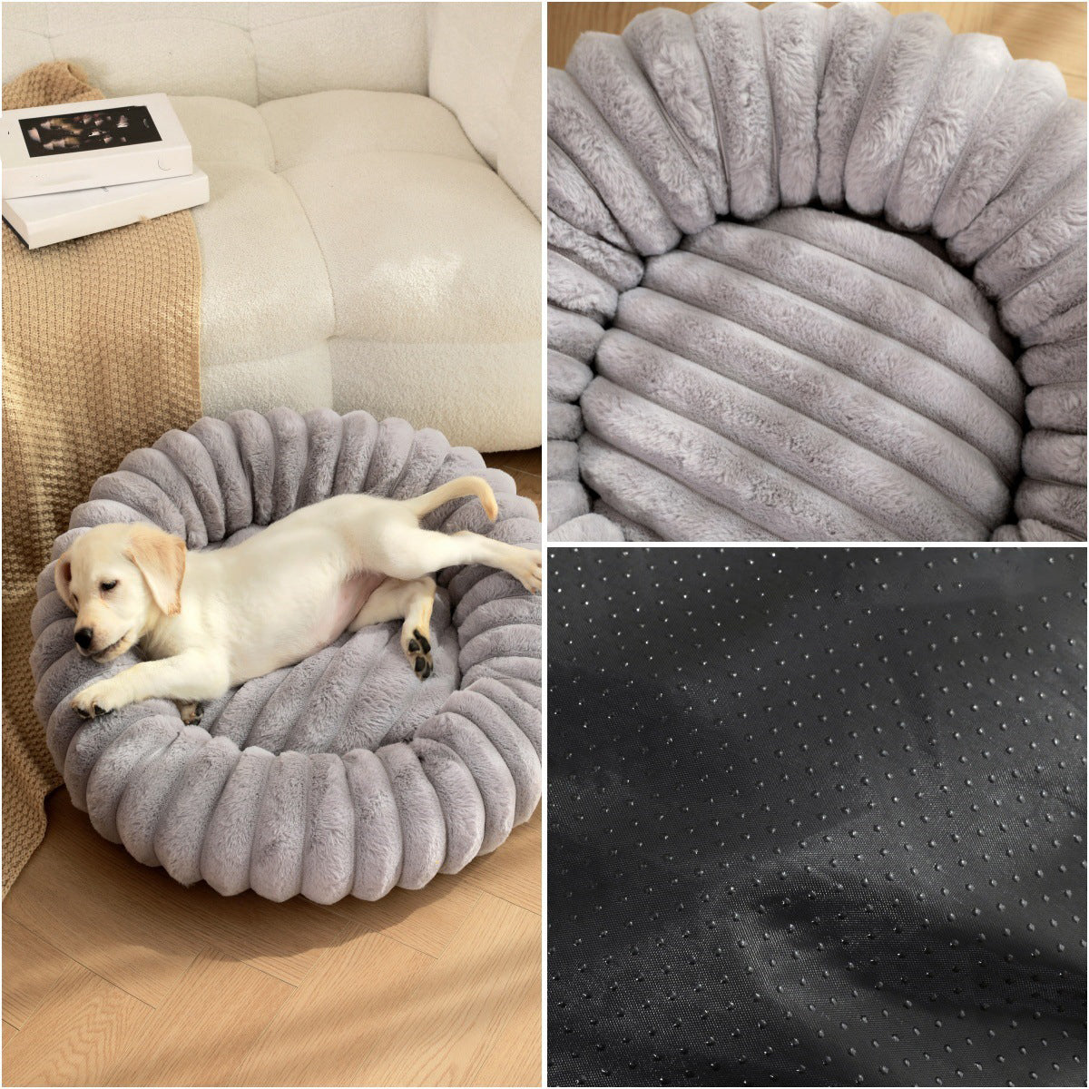 Round Plush Pet Nest Long Hair Warm Bed For Winter Comfort