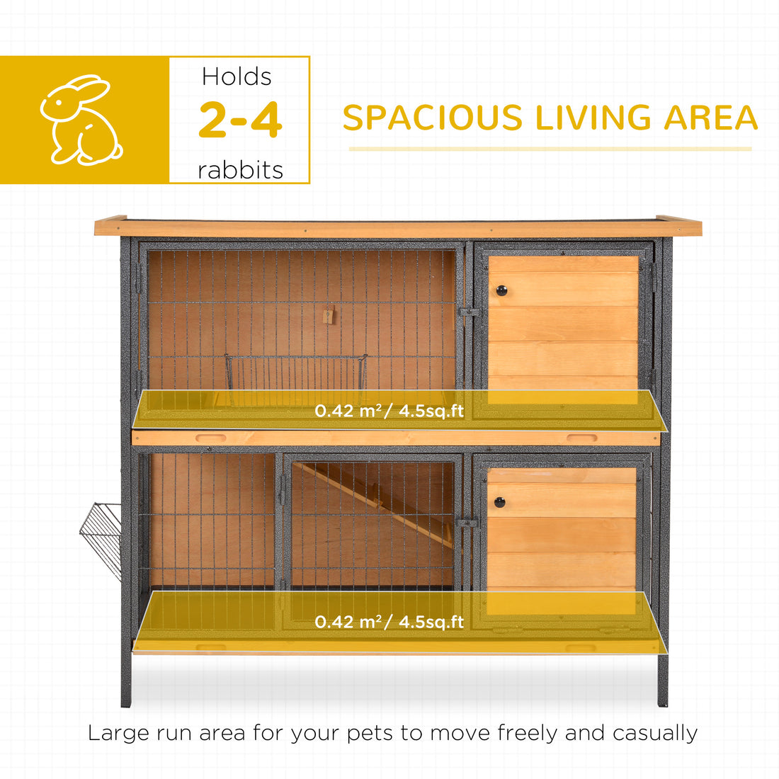 Large Two Story Wooden Pet Hutch Cage Outdoor Indoor