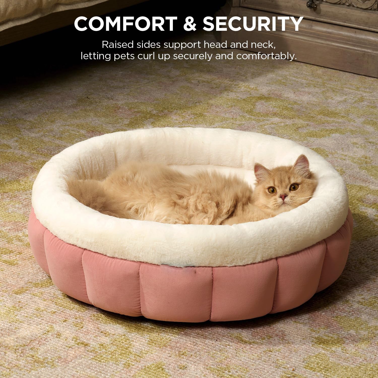 Round Donut Pet Bed Washable With Anti Slip Bottom For Comfort
