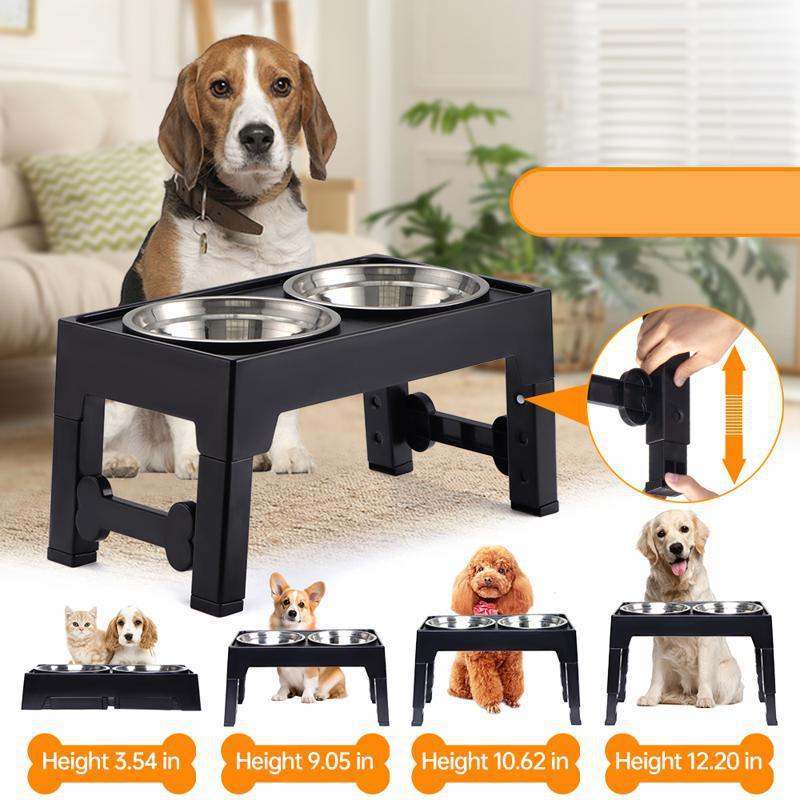 Elevated Anti-Tumble Feeding Bowl with Neck Protection for Pets