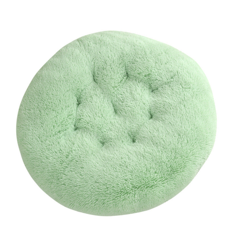 Round Plush Pet Bed Warm Sleeping Mat For Comfortable Rest