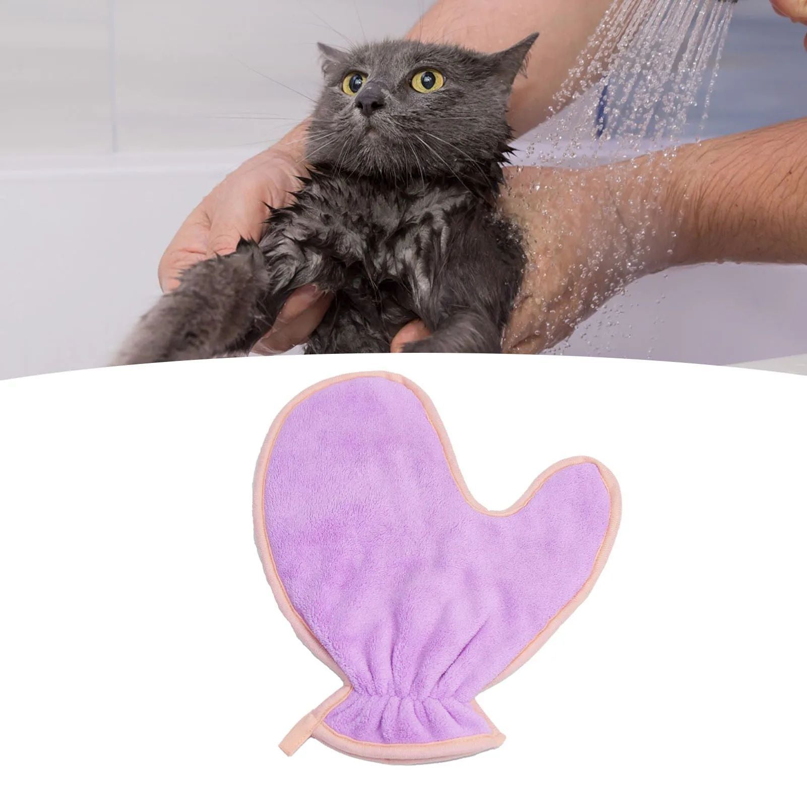 Double-Sided Absorbent Pet Bath Gloves Soft Lightweight Towel