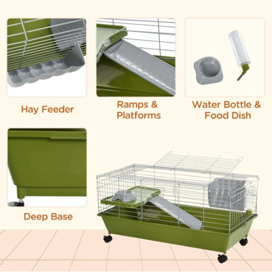 Small Rolling Pet Cage Bunny Guinea Pig House