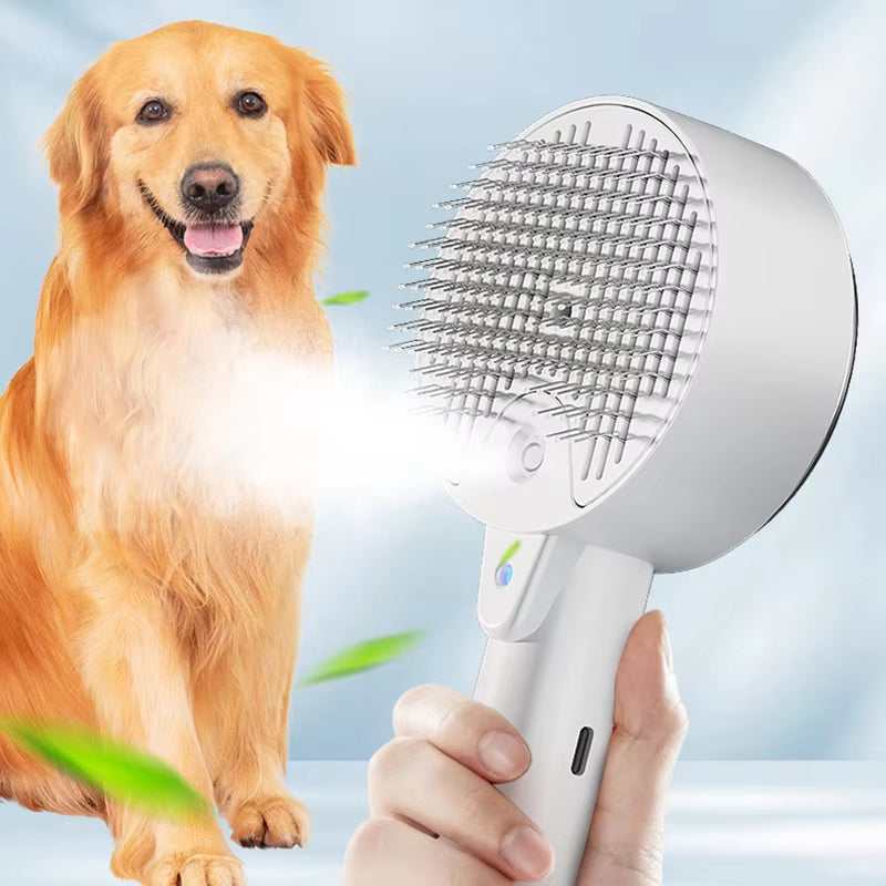 Pet Electric Steam Grooming Brush With Sprayer And Massage Comb