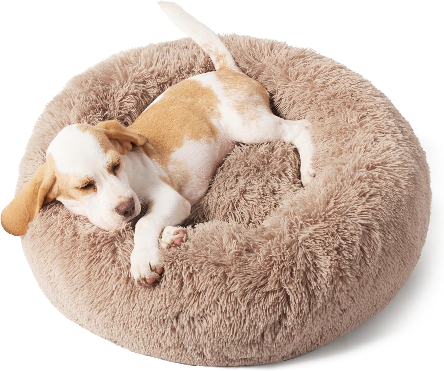 Indoor Non Slip Round Fluffy Plush Pet Bed For Comfort