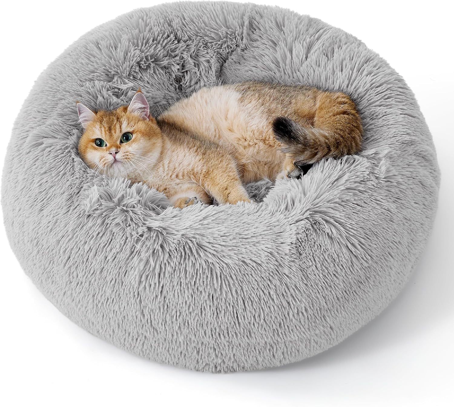 Indoor Non Slip Round Fluffy Plush Pet Bed For Comfort