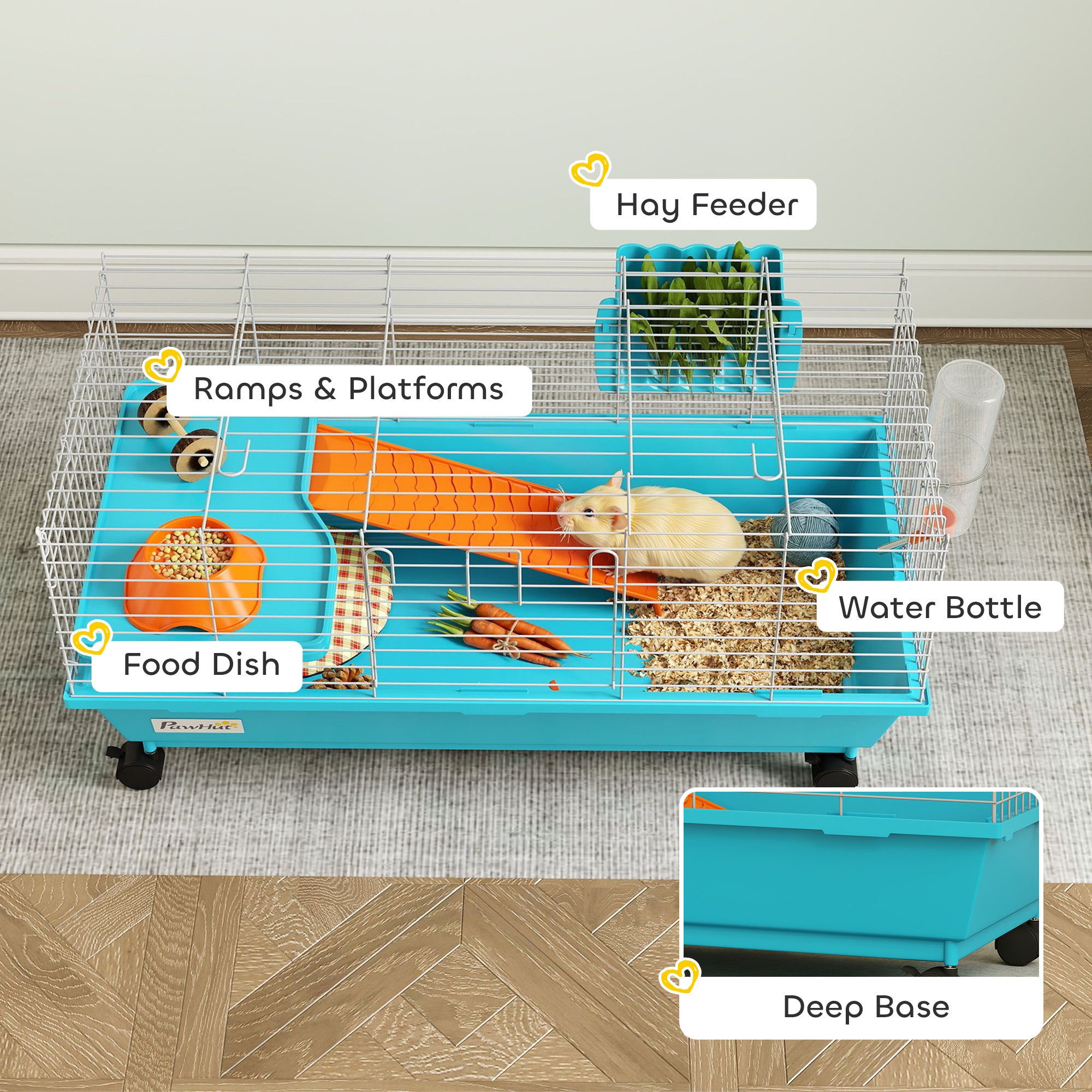 Small Rolling Pet Cage With Wheels Blue Accessories