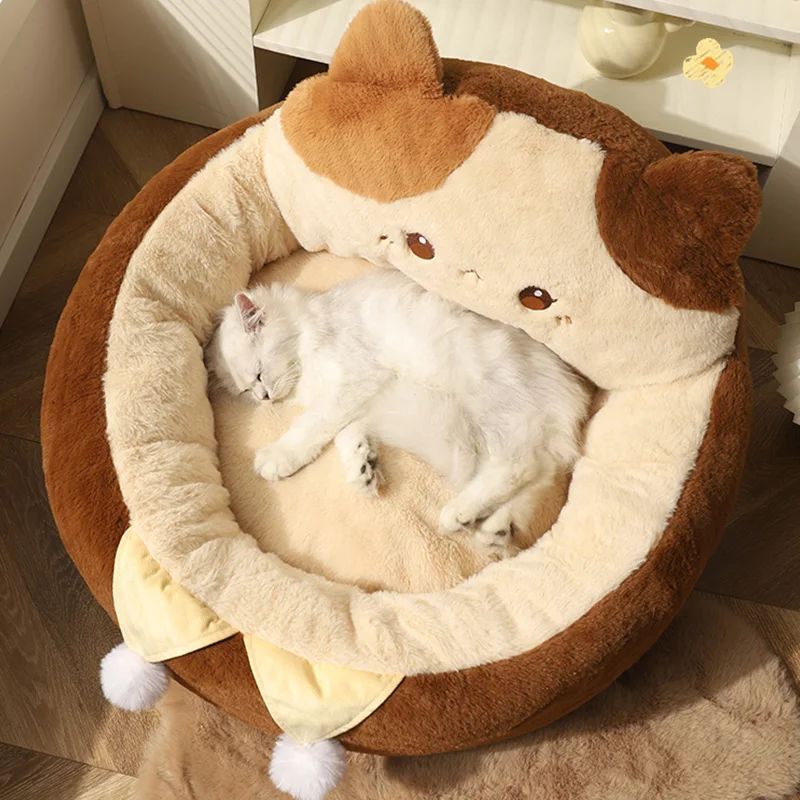 Round Pet Sofa Bed Cushion Soft Warm Deep Sleep Mattress
