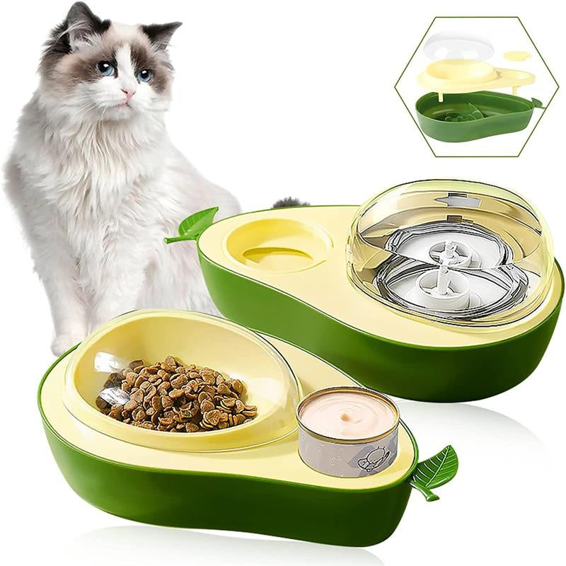 Automatic Avocado-Shaped Water and Slow Feed Bowl for Pets