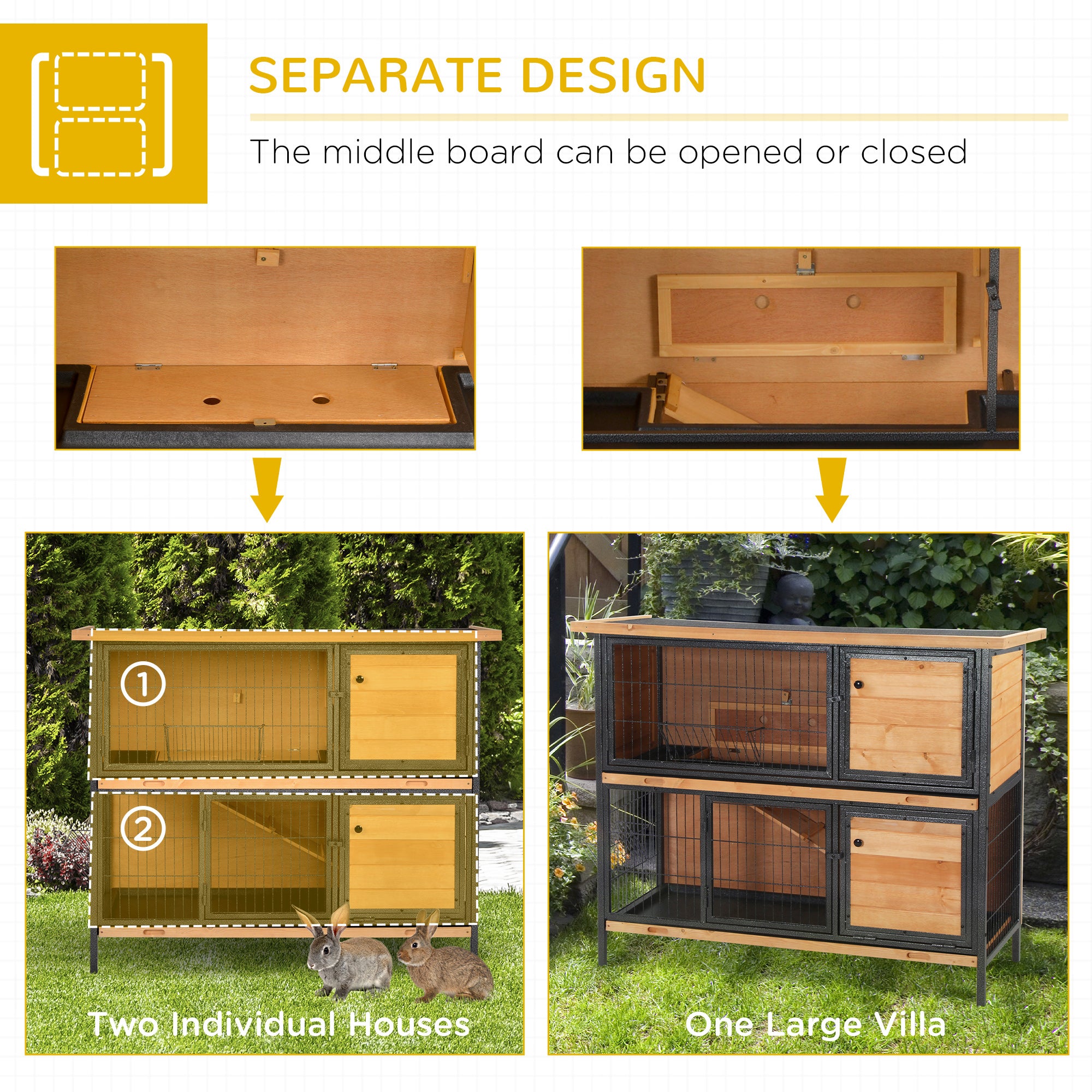 Large Two Story Wooden Pet Hutch Cage Outdoor Indoor