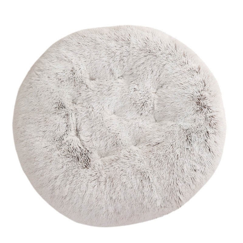 Round Plush Pet Bed Warm Sleeping Mat For Comfortable Rest