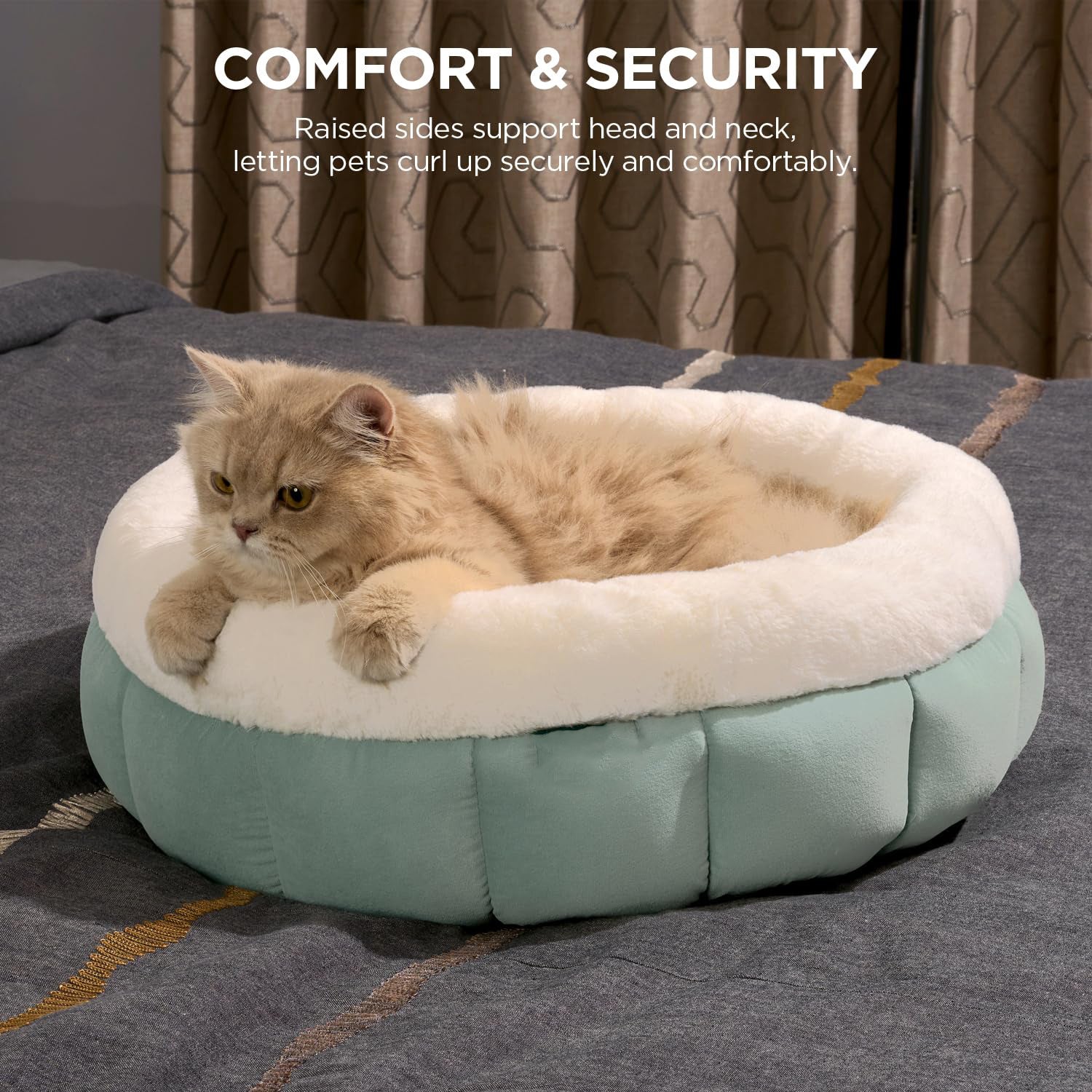 Round Donut Pet Bed Washable With Anti Slip Bottom For Comfort