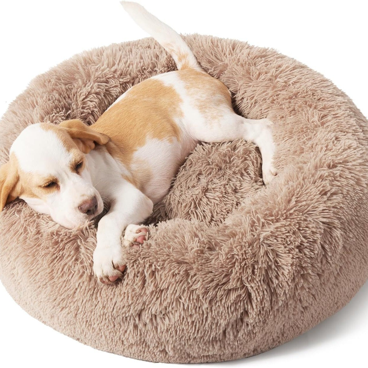 Indoor Non Slip Round Fluffy Plush Pet Bed For Comfort