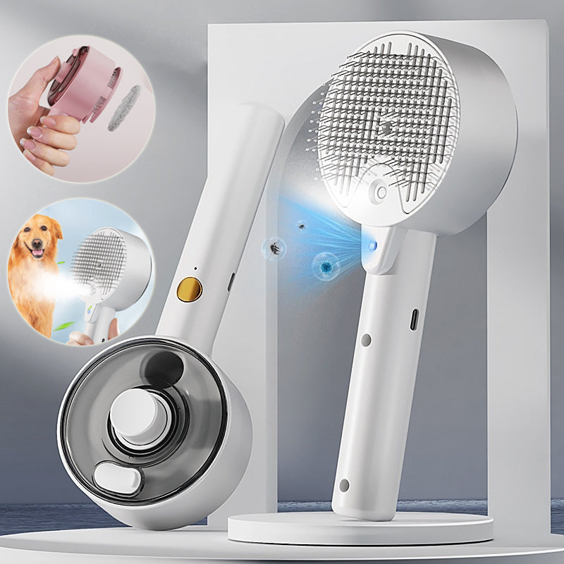Pet Steam Grooming Brush Self Cleaning Hair Remover For Shedding And Care