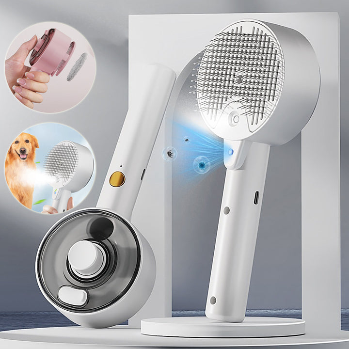 Pet Steam Grooming Brush Self Cleaning Hair Remover For Shedding And Care