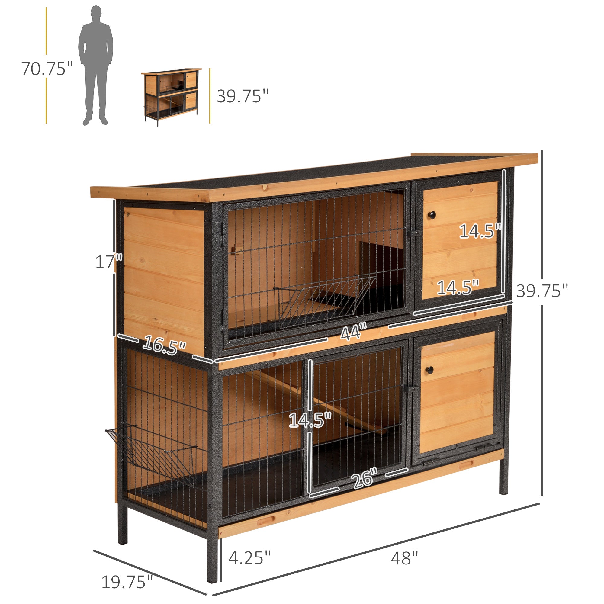 Large Two Story Wooden Pet Hutch Cage Outdoor Indoor