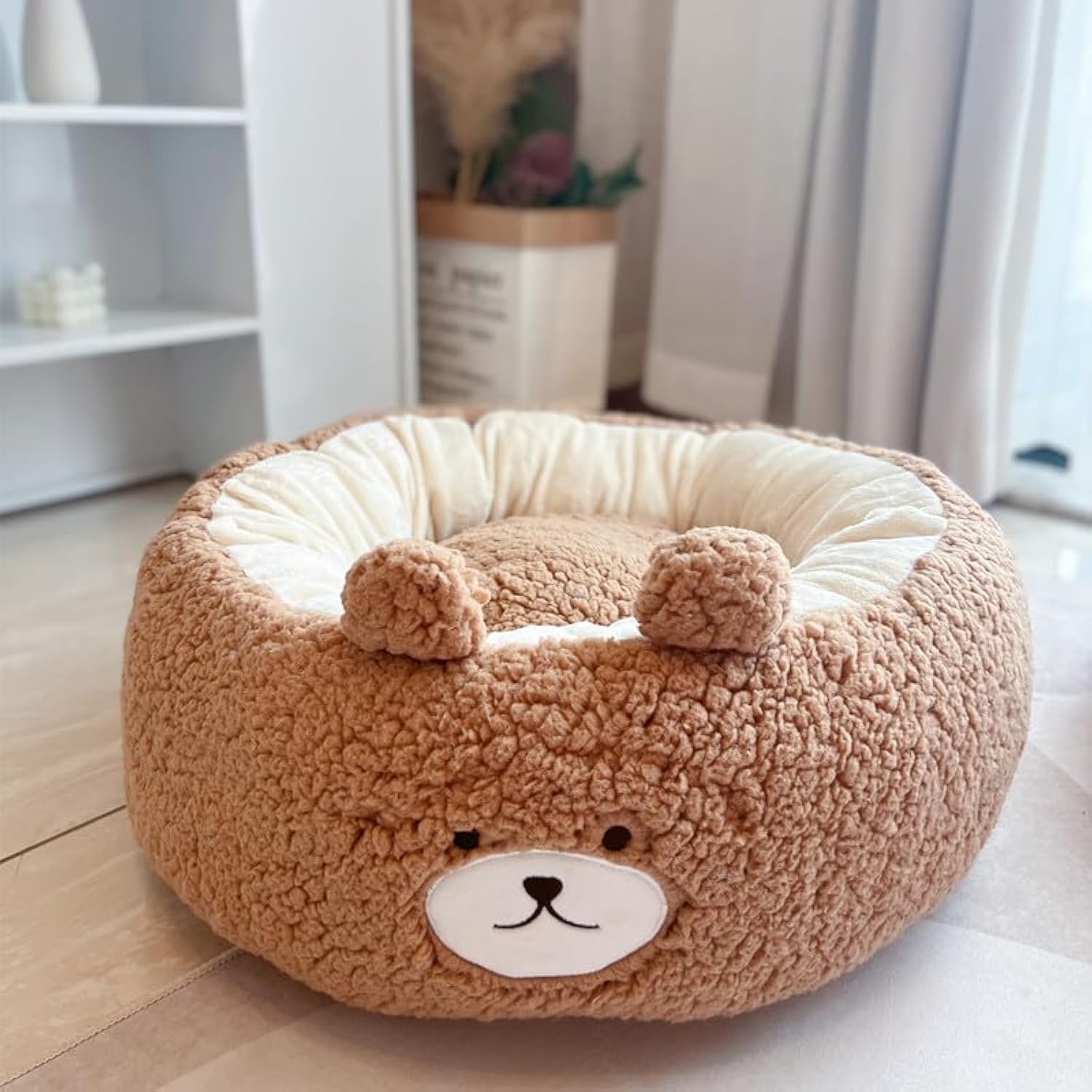 Cartoon Plush Pet Nest Cushion Round Bed For All Season Comfort