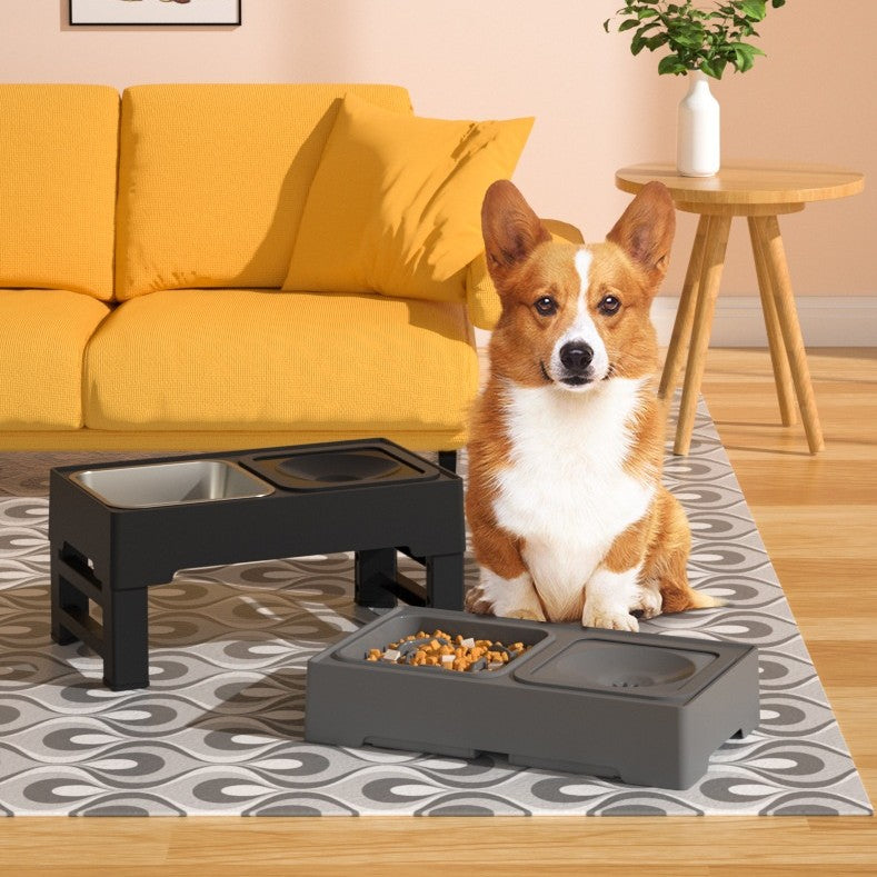 Double Stainless Pet Bowls with Adjustable Elevated Feeding Stand
